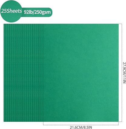 25 Sheets Christmas Green Cardstock - 8.5'' x 11'' 92lb Double-sided Cover Card Stock 250gsm Heavyweight Paper for Art Crafts Business Cards Party Décor UAP13GR