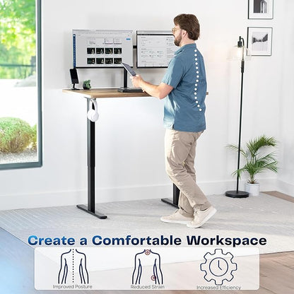 VIVO Electric 48 x 30 in Standing Desk, Memory Height Adjustment, 1B Series, Holds 220 lbs, One-Piece Reclaimed Wood Top, Black Frame, DESK-KIT-1B5P