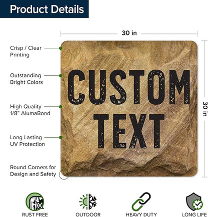 Custom Sign, Custom Street Sign, 11 Font Colors, 13 Font Styles, 4 Hole Options, 22 Sizes, 30x30 Inches, Rust Free DiBound, Fade Resistant, Made in USA by My Sign Center (Stone)