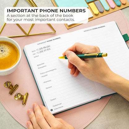 Clever Fox Address Book with alphabetic tabs - PU Leather Telephone and Address Book for Keeping Contacts Safe, Contact Organizer Journal, Medium Size (5.3″ x 7.7″) Hardcover, Dark Teal