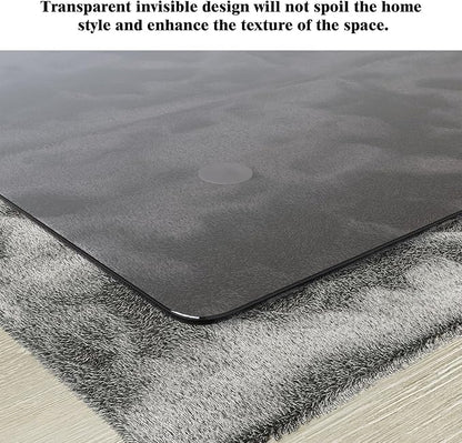 Koonmi Tempered Glass Chair Mat for Hardwood Floors & Carpets, 46" x 46“ Grey Heavy Duty Office Floor Protector, Scratch & Dust Concealing, Noise-Free for Home Office Desk