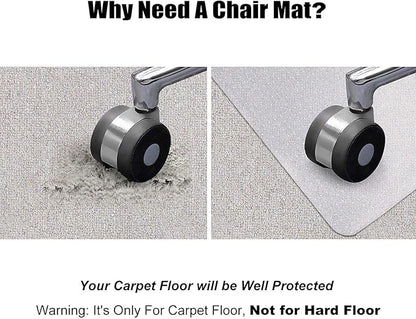 Kuyal Desk Chair Mat for Carpet, 36'' x 48'' Rectangle Transparent Mats for Chairs Good for Desks, Office and Home, Easy Glide, Protects Floors for Low and No Pile Carpeted Floors