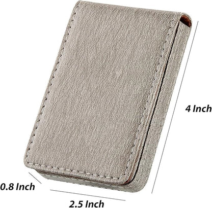 Outus 2 Pieces Business Card Holder, PU Leather Business Card Case Pocket Wallet with Magnetic Shut for Christmas Gift Men Women(Coffee and Gray,Classic)