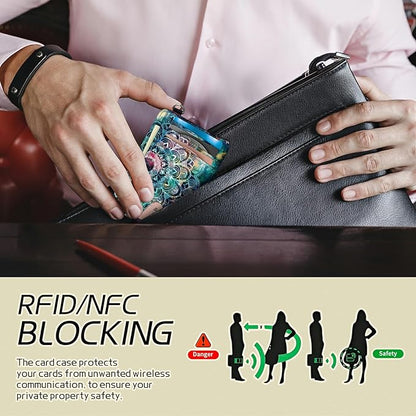 BWEGRHE Small Travel Wallets, Art Mandalas Slim Minimalist Front Pocket Wallet with Wristlet, RFID Blocking PU Leather Credit Card Holder with ID Window Change Purse for Men Women