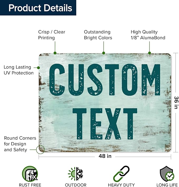 Custom Sign, Custom Street Sign, 11 Font Colors, 13 Font Styles, 4 Hole Options, 22 Sizes, 36x48 Inches, Rust Free DiBound, Fade Resistant, Made in USA by My Sign Center (Shabby Chic)
