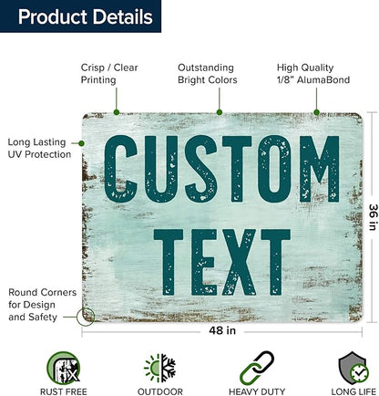 Custom Sign, Custom Street Sign, 11 Font Colors, 13 Font Styles, 4 Hole Options, 22 Sizes, 36x48 Inches, Rust Free DiBound, Fade Resistant, Made in USA by My Sign Center (Shabby Chic)