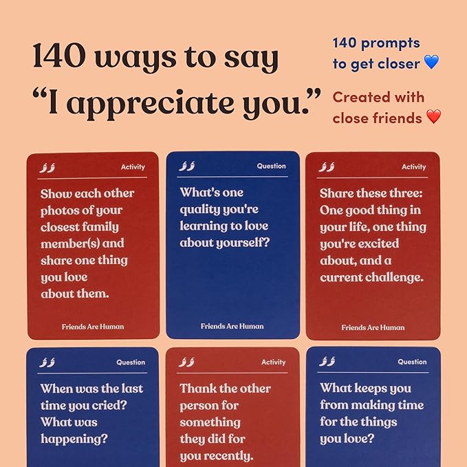 Friends are Human | 140 Conversation Cards to Help Deepen Friend Relationships | Card Game for Bonding & Communication | Therapy for Adults | from The Makers of Parents Are Human