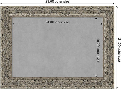 Amanti Art Silver Framed Magnetic Board 21x29 Medium Vision Board for use with Magnets, 100% Metal Sheet to Display Items as Office Decor or for Home Organization in mudroom, Kitchen or Kids Room