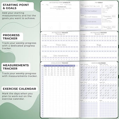 Clever Fox Fitness & Food Journal PRO – Daily Workout & Meal Planner for Women & Men – Exercise & Weight Loss Diary Notebook, 7.3x10.4” (Forest Green)