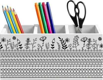 Hidden Funny Message Pencil Holder, Floral Desk Organizer with Secret Swear Word Pattern, Office Gag Gift for Coworkers, Stress Relief Desk Decor
