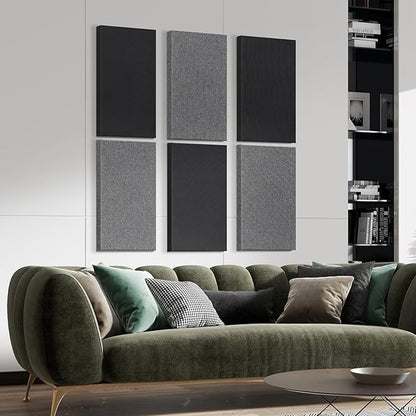 23.62" X 11.81" X 2" Fiberglass Wall Panel, 4 Pack Acoustic Panels, Acoustic Panels Sound Absorbing for Office, Studio, Home Theatre - Black