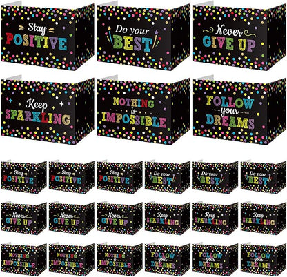 Honoson 24 Pcs Bulk Inspirational Privacy Folders for Students Cardboard Test Privacy Boards Motivational Words Desk Dividers Shield for Classroom School Study Supplies, 6 Styles(Polka Dots)