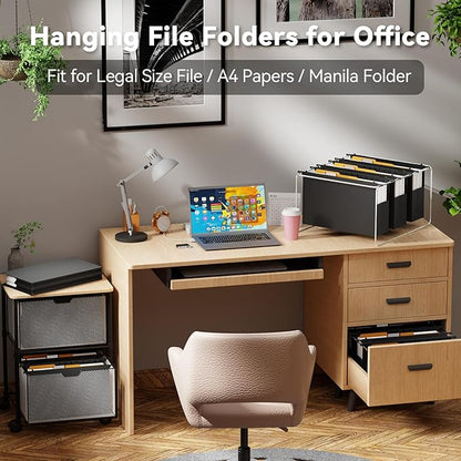 Ansook Hanging File Folders Legal Size,Heavy Duty 3" Expansion File Folder Hanging with 1/5 Tabs,6 Pack Extra Capacity File Cabinet Folders,Hanging File Organizer for File Frame & File Storage Box