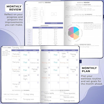 Clever Fox Fitness & Food Journal PRO – Daily Workout & Meal Planner for Women & Men – Exercise & Weight Loss Diary Notebook, 7.3x10.4” (Mystic Blue)