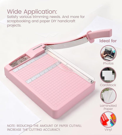 Paper Trimmer, 12" Cutting Length Heavy Duty Paper Cutter with Safety Protection and Blade Lock, Paper Cutter 12 Sheets, Cardstock/Laminate