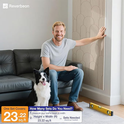 Reverbeon 6 PCS Acoustic Panels, 23.6x23.6 Inch Sound Absorbing Panels, Decorative Acoustic Wall Panels for Recording and Home Studio, Office with Double-Sided Adhesive Tape