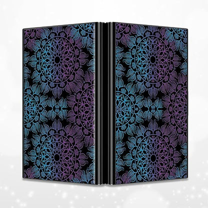 BWEGRHE Slim Credit Card Holder, Purple Blue Mandala RFID Blocking Metal Wallet for Men & Women, Aluminum Minimalist Hard Case Pocket-Sized Business Cards Organizer (Fits Up to 10 Cards)