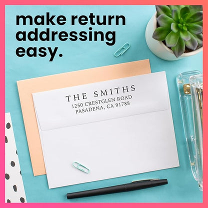 ExcelMark Personalized Return Address Stamp – Custom Self Inking Rubber Stamp (Medium, Simple Classic)