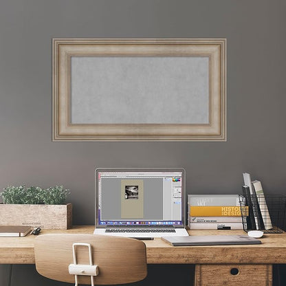 Amanti Art Silver Framed Magnetic Board 17x29 Small Vision Board for use with Magnets, 100% Metal Sheet to Display Items as Office Decor or for Home Organization in mudroom, Kitchen or Kids Room