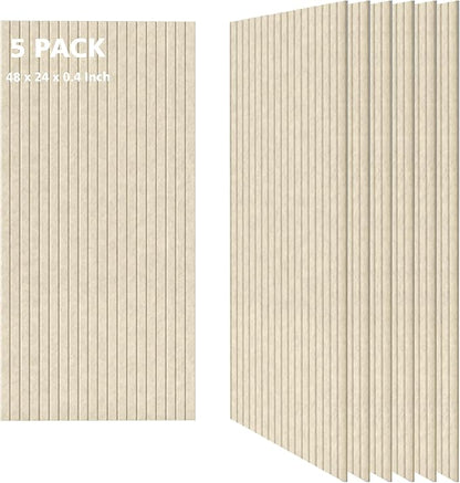 AUTORIFIC Acoustic Panels,5 Pack Sound Panels Noise Reducing for Walls,47.2"x23.6"x0.35" Soundproof Wall Panels,High-Density Acoustic Wall Panels,Decorative Sound Dampening Panels,Camel