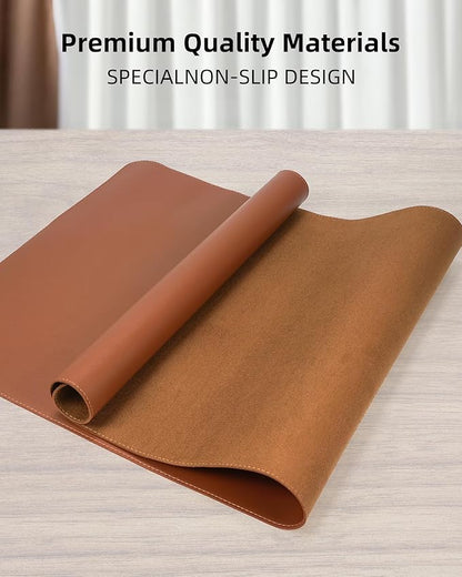 Large Desk Mat - 48" x 17"Leather Desk Pad Protector, Office Desk Mat, Non-Slip PU Leather Large Mouse Pad, Waterproof Desk Blotter Mat, Desk Cover pad for Office and Home (Brown)