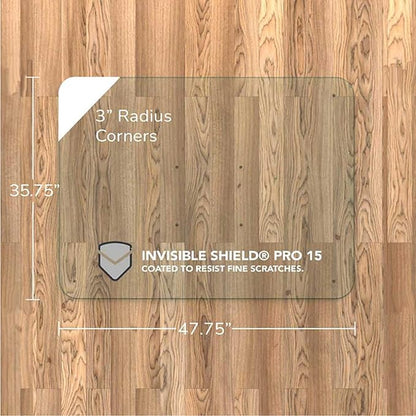 Vitrazza Glass Chair Mat 36” x 48” Superior ¼ Thick, Chiaro Standard Clear, Certified Tempered Safety Glass, Delivers a Smooth Glide, Protects Carpet or Wood, Beautiful in Home or Office.