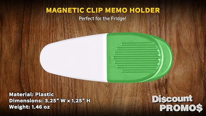 10 Magnetic Memo Holders Set - Large Clip, Plastic - White Green