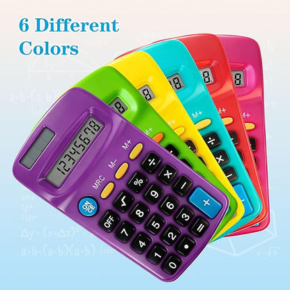 12 Pack Pocket Calculator Bulk: 8 Digit Hand Held Basic Calculator Small Solar Battery Dual Power Mini Calculators for Classroom Students Desktop School Home Office (Multicolor, 12 Pcs)