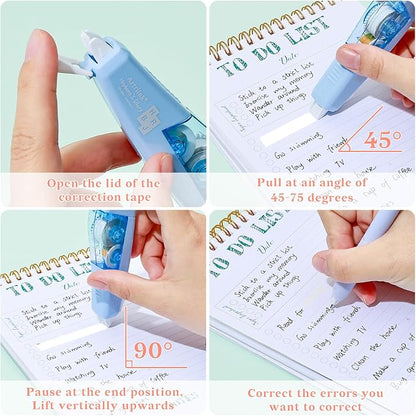 Temiary 3 Pcs Correction Tapes with 3 Pcs Refills, White Wrong Out Tape