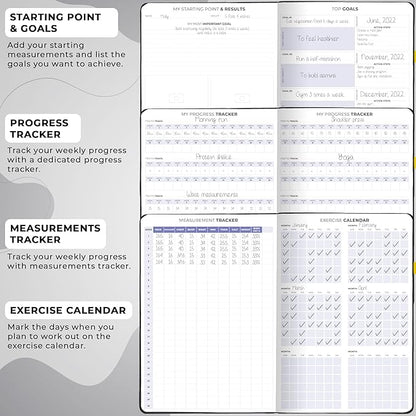 Clever Fox Fitness & Food Journal PRO – Daily Workout & Meal Planner for Women & Men – Exercise & Weight Loss Diary Notebook, 7.3x10.4” (Black)