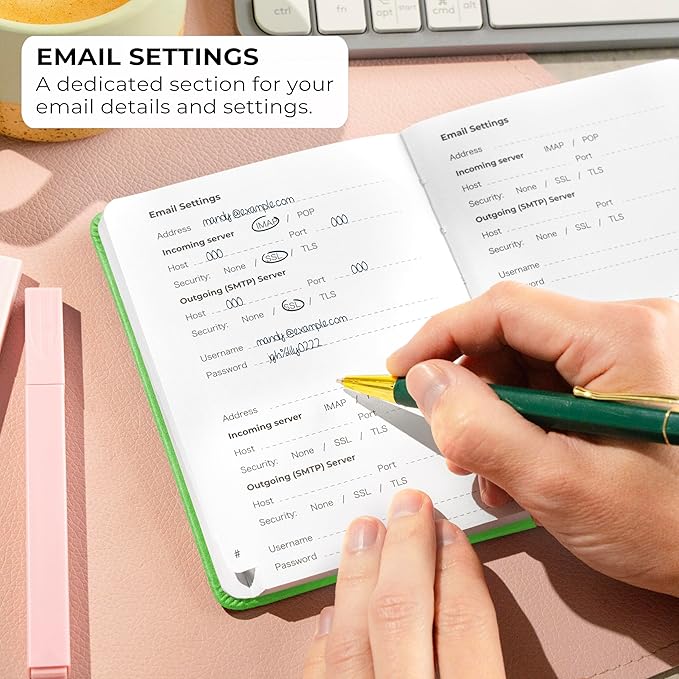 Clever Fox Password Book with alphabetical tabs. Internet Address Organizer Logbook. Small Pocket Password Keeper for Website Logins (Green)