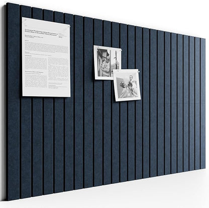 Bumusty Large Cork Board Alternative-36 x24 Felt Bulletin Board Tiles, with 30 Pushpins, 40 Adhesive Tabs, 6-Pack Slat Wall Paneling, Cork Boards for Office Push Pin Board Felt Board-Navy