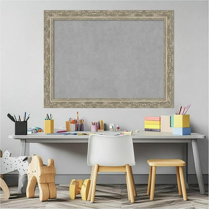 Amanti Art Silver Framed Magnetic Board 24x32 Medium Vision Board for use with Magnets, 100% Metal Sheet to Display Items as Office Decor or for Home Organization in mudroom, Kitchen or Kids Room