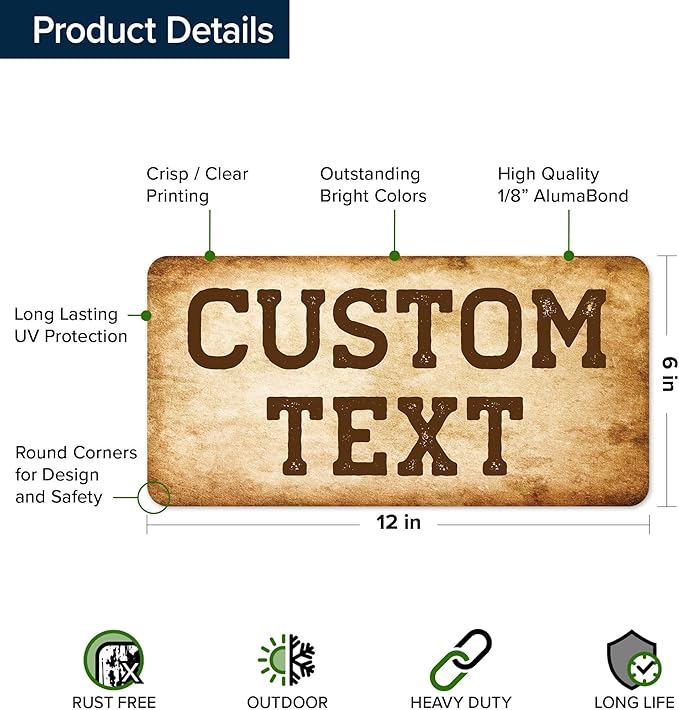 Custom Sign, Custom Street Sign, 11 Font Colors, 13 Font Styles, 4 Hole Options, 22 Sizes, 6x12 Inches, Rust Free DiBound, Fade Resistant, Made in USA by My Sign Center (Vintage)