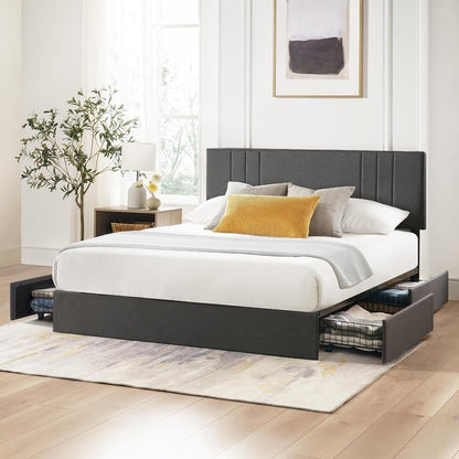 Zinus Billie Platform Bed Frame, Four Underbed Storage Drawers, King
