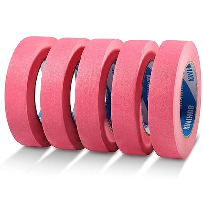 KIWIHUB Pink Painters Tape,1 inch x 60 Yards x 5 Rolls (300 Yards Total) - Medium Adhesive Masking Tape for Painting,Labeling,DIY Crafting,Decoration and School Projects