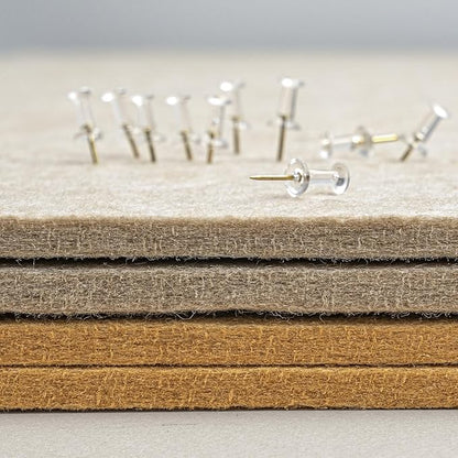 Large Bulletin Board - 48 x 36 Inches, Decorative Felt Pin Board for Wall - 4' x 3' Foldable Photo Display Board with Self-Adhesive Tape, Includes 20 Push Pins - Beige Brown