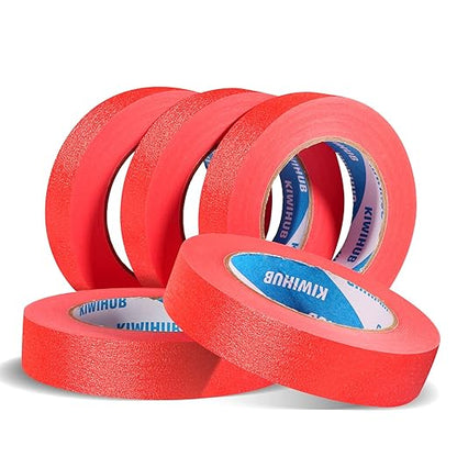 KIWIHUB Red Painters Tape,1” x 60 Yds x 5 Rolls (300 Yards Total) - Medium Adhesive Masking Tape for Painting,Labeling,DIY Crafting,Decoration and School Works