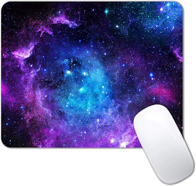 IMAYONDIA Square Mouse Pad,Blue Purple Galaxy Nebula Universe Outer Space Mousepad, Anti-Slip Rubber Base Mouse Pad for Office Laptop Computer PC Men Women, Small Mouse Mat, 9.5 x 7.9 Inch