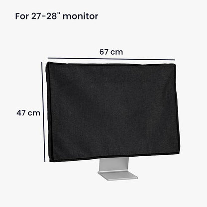 kwmobile Dust Cover for 27-28" Monitor - Linen Monitor Display Protector - Protect Your Computer Screen - Black