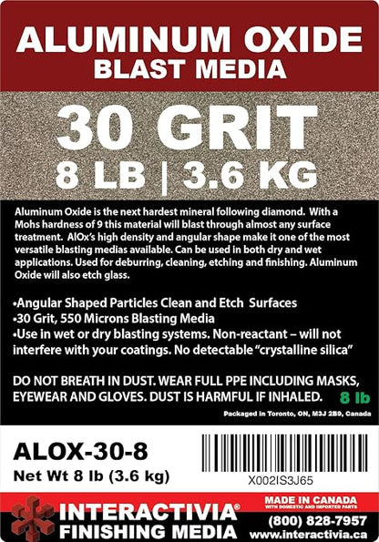 #30 Aluminum Oxide - 8 LBS - Coarse Sand Blasting Abrasive Media for Blasting Cabinet and Blasting Guns.