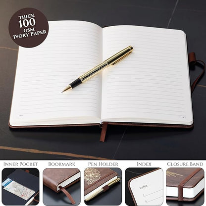 Veway Vegan Leather Journal and Pen Set, Tree of Life Notebook, A5 Lined Writing Journal with 224 Pages, Index and Gift Ready Box