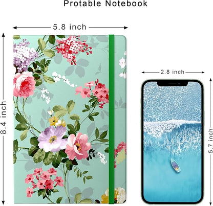 Lined Journal Notebook, Hardcover Journal for Women, Medium 5.7 x 8.4 in, 160 Pages Thick Paper, Cute Aesthetic Floral College Ruled Notebook for Writing Journaling Work Office School, Flower