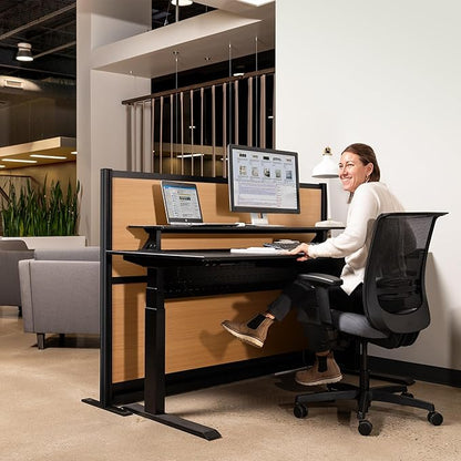 Stand Up Desk Store Beechwood Aesthetic Modular Walls | 70" W x 48" H Modular Room Dividers with Natural-Looking Woodgrain Finish for Offices, Classrooms, and More