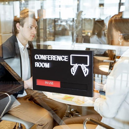 Office Door Signs for Conference Room, Meeting In Progress Door Sign, In Use Available Slider Indicator Tells Whether Room Vacant Or Occupied
