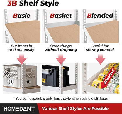 HOMEDANT 47.7" W 5 Tier Heavy Duty Garage Shelving Adjustable Metal Rack Storage Shelves Standing Shelf Unit Organizers Industrial Warehouse Basement Black 1Pack