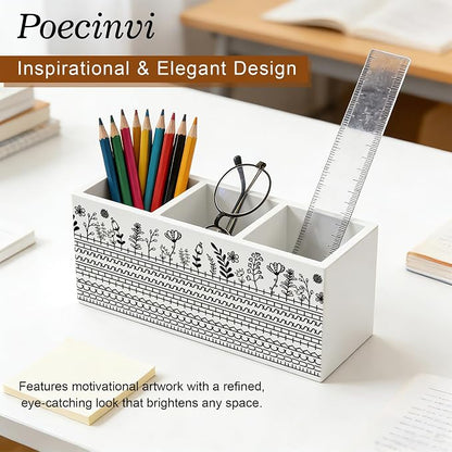 Hidden Funny Message Pencil Holder, Floral Desk Organizer with Secret Swear Word Pattern, Office Gag Gift for Coworkers, Stress Relief Desk Decor