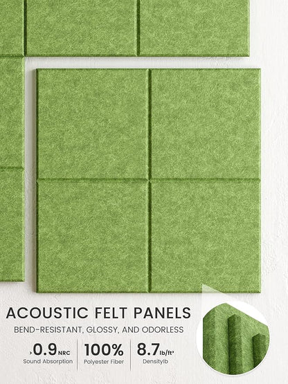 Bumusty Large Cork Board Alternative-36 x24 Felt Bulletin Board Tiles, with 30 Pushpins, 40 Adhesive Tabs, 6-Pack Slat Wall Paneling, Cork Boards for Office Push Pin Board Felt Board-Kelly Green
