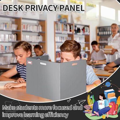 24 Pcs Desk Dividers for Students 14 × 17.5 × 14 Inch Plastic Durable and Waterproof Privacy Folders Shields Test Dividers with Classroom Privacy Boards for School Study Teacher Supplies (Gray)