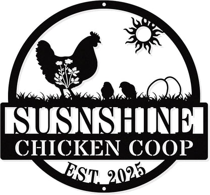 Personalized Chicken Coop Metal Signs Custom Chicken Coop Decor Chicken Coop Accessories Chicken Signs for Coop Funny Outdoor Personalized Fluffy Butt Hut Chicken Sign Gift for Chicken Lovers